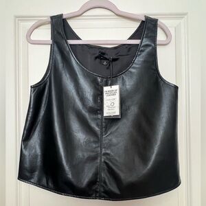 $265 AS By DF Women's Black Recycled Leather Blend Tank Top Size M